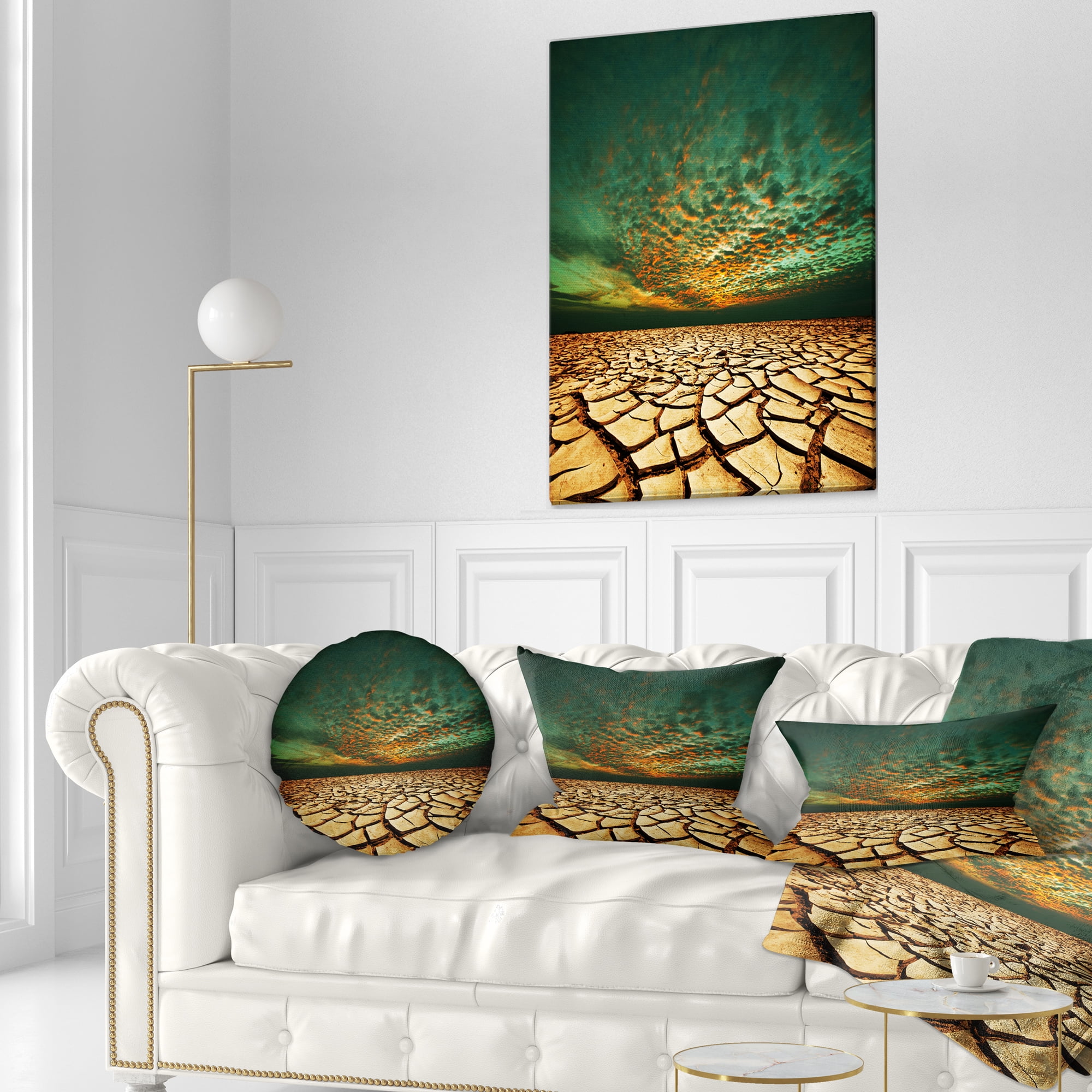 Designart Drought Land under Blue Sky - Landscape Printed Throw Pillow - 12x20