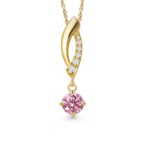 Gem Stone King 0.39 Ct Pink Lab Grown Diamond G/H Lab Grown Diamond 14K Yellow Gold Pendant with Chain