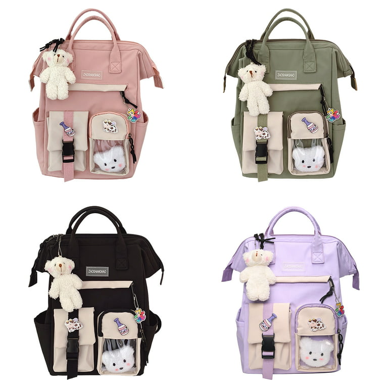 Hapeisy Kawaii Bear Schoolbag Backpack with Cute Accessories