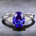 thumbnail image 2 of 1 Carat Oval Sapphire Womens Ring 925 Sterling Silver September Birthstone Blue Ring Jewelry Mother Grandma Birthday Christmas Valentines Day Gift, 2 of 4