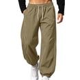 thumbnail image 2 of Afuyipoi Mens Jogger Pants Drawstring Elastic Waist Cuffed Ankle Casual Trousers Khaki Size M, 2 of 10