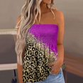 thumbnail image 2 of Gibobby Camiseta de tirantes sin mangas con estampado floral para mujer, cintura elástica plisada, sin espalda(Morado,XG), 2 of 4