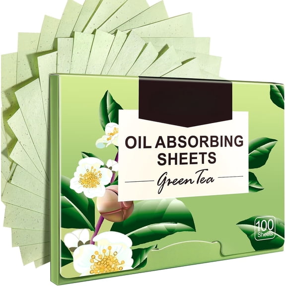 Oil Blotting Sheets for , 100 Sheets Green Oil Absorbing Tissues Paper, Large 10cmx7cm Oil Blotters