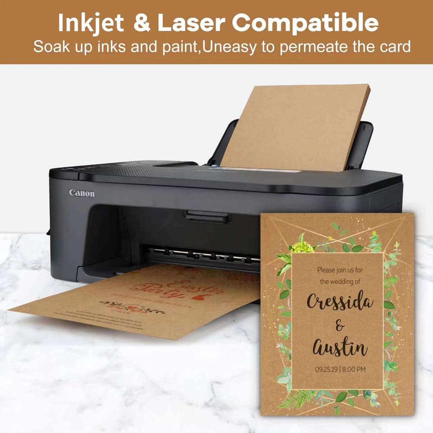 100 Sheets Kraft Paper Brown Cardstock 8.5 x 11, General 80lb Card Stock Printer Paper for Invitations, Menus, Crafts, DIY Cards