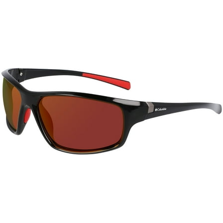 Columbia Men's Slick Creek Polarized Sport Wrap With Mirrored Lens Shiny Black/Orange Revo