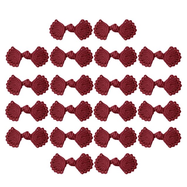 20 pares de cierres de nudos chinos, cierres de costura con botones decorativos para bolsas Hanfu Vino rojo Hugo Botón de rana de nudo chino