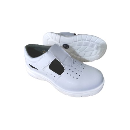 

Fangasis Men s Comfortable Hollow Out Work Shoes Industrial Anti-smash Low Top Magic Tape Lace Up Chef Shoe