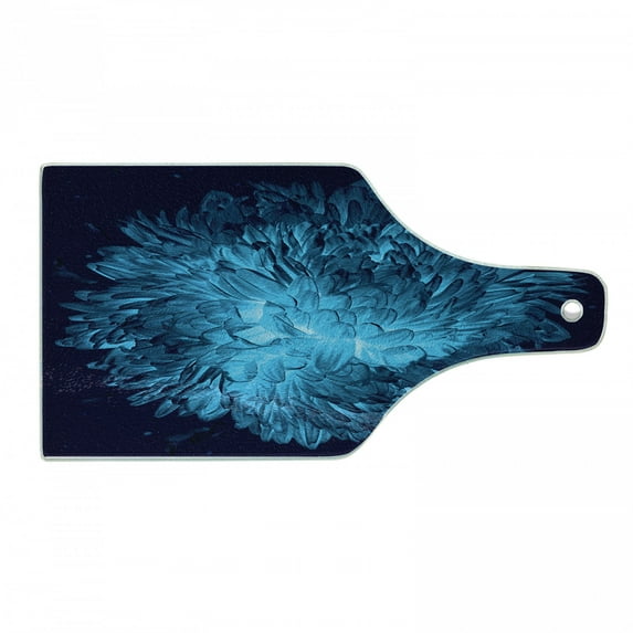 Flowers Cutting Board, Night Luminous Effect Chrysanthemum Flower Artwork, Decorative Tempered Glass Cutting and Serving Board, in 3 Sizes, by Ambesonne