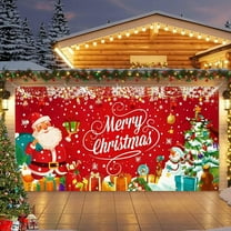 Hometravel 16x7 Inch Christmas Garage, Decor Cloth Merry Christmas Design, Festive Outdoor Door Hanging Display Piece