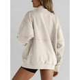 thumbnail image 3 of Women's Half Zip Sweatshirts Fleece Stand Collar Long Sleeve Thumb Hole Oversized Pullovers with Pockets, 3 of 5