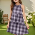 thumbnail image 2 of Abcomgle Summer Dress for Girls 7-8 Casual Halter Neck Sleeveless Girls Dresses Plaid A-line Sundresses Basic Swing Skirt 9-10 Years,Purple, 2 of 7