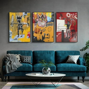 Basquiat Poster Graffiti Canvas Wall Art Retro Wall Art Basquiat Wall Art Prints Abstract Wall Art Graffiti Wall Art Aesthetic Poster Banksy Canvas Wall Art Basquiat Art 16x24 Inchx3pcs Unframed