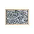 thumbnail image 1 of Clock Wall Art with Frame, Realistic Look Cogwheels Mechanism Gear Engineering and Technologic Themed Pattern, Printed Fabric Poster for Bathroom Living Room, 35" x 23", Grey Grey, by Ambesonne, 1 of 2