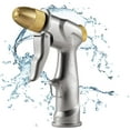 thumbnail image 1 of Garden Hose Nozzle, 100% Heavy Duty Metal Spray Gun with Full Brass Nozzle - High Pressure 4 Spraying Modes for Hand Watering Plants and Lawn (4 Spray Patterns), 1 of 6