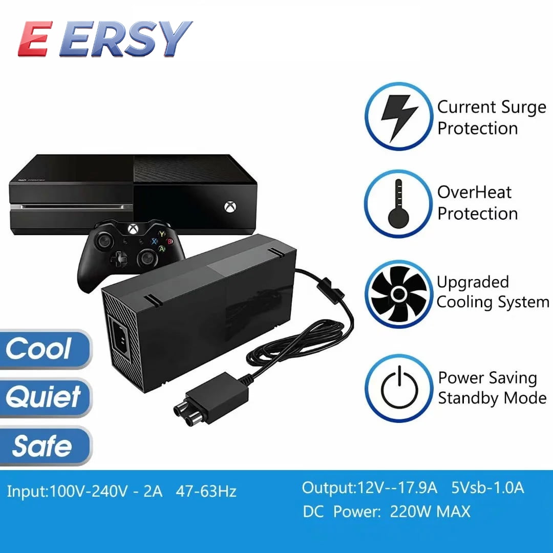 Replacement Charger for Xbox One Power Supply Xbox One Power Brick Box Block, Power Cord Also Fit for Microsoft Xbox One 220W 135W
