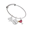 thumbnail image 2 of Delight Jewelry Silvertone Hot Pink Tropical Drink Silvertone Let Things Go Tree Charm Bangle Bracelet, 2 of 4