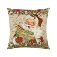 thumbnail image 2 of AuroraX Square Throw Pillow Covers Christmas Linen Decorative 18x18 Inch Pillow Cases Indoor Minimalist Santa Claus Wreath Bells Cushion Cover Livingroom,Room Decor, 2 of 6