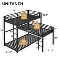 thumbnail image 7 of 3 In 1 Metal Bunk Bed, Twin Size L Shaped Triple Bunk Bed with Guardrails, Black, 7 of 7