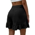 thumbnail image 4 of Qmyliery Women Casual Summer Shorts, Solid Color High Waist Wide-leg Pants with Ruffled Hem, S/ M/ L/ XL/ XXL, 4 of 8