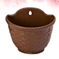 thumbnail image 2 of 2pcs Wall Hanging Planter Woven Flower Basket Fence Hanging Pot for Indoors Outdoors Railing Fence Balcony Garden Home Decoration Size L, 2 of 5