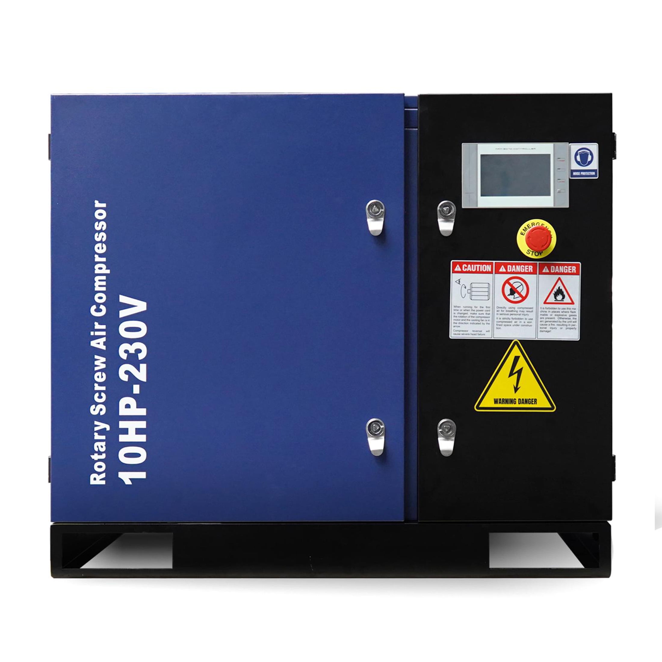 10HP Rotary Screw Air Compressor,  34CFM 125PSI, 230V 60Hz 3-Phase Variable Speed Frequency Industrial Air Compressor System, with PLC Touch Controller, Low Noise, Efficient Cooling System