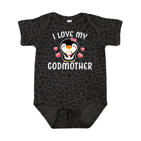 

Inktastic I Love My Godmother with Cute Penguin and Hearts Gift Baby Girl Bodysuit