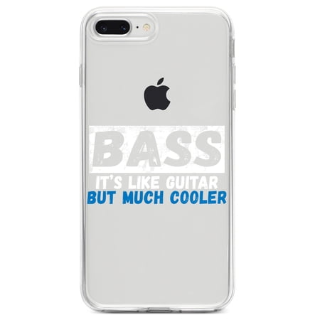 DistinctInk Clear Shockproof Hybrid Case for iPhone 7 PLUS / 8 PLUS (5.5 Screen) TPU Bumper Acrylic Back Tempered Glass Screen Protector - Bass - It s Like Guitar But Much Cooler