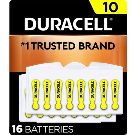 Exp. 3/24 Duracell EasyTab 10 Hearing Aid Batteries, Size 10 - Yellow, 16 Pack