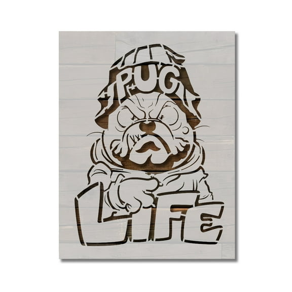Pug Life Dog Stencil Template Reusable 8.5 x 11 Inches for Painting on Walls, Wood, Arts and Crafts by Stencilville