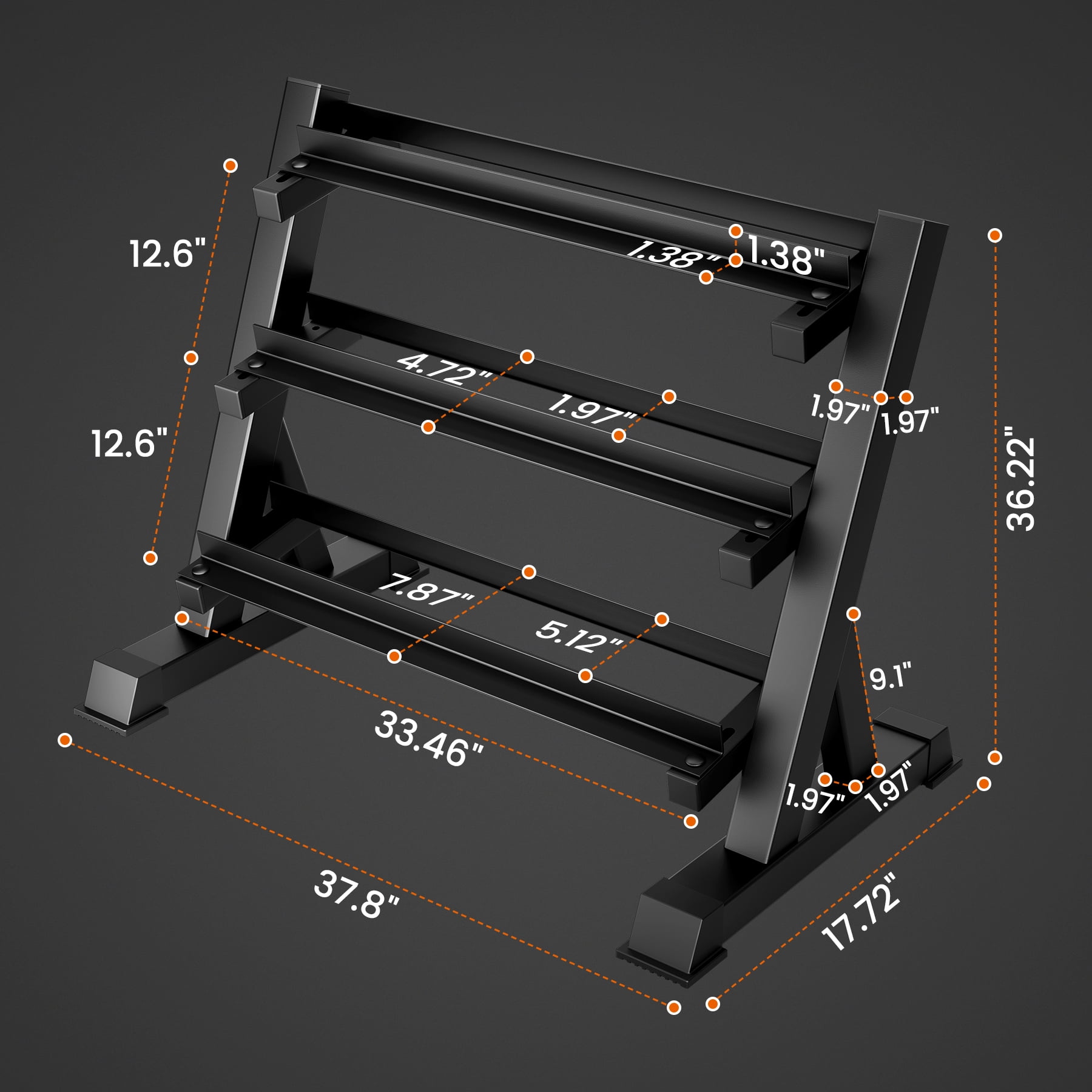 Dumbbell Rack, Dprodo Adjustable Dumbbells Storage Rack 3 Tier Hex 1100lb Weights Rack Holder Home Gym Storage Organizer