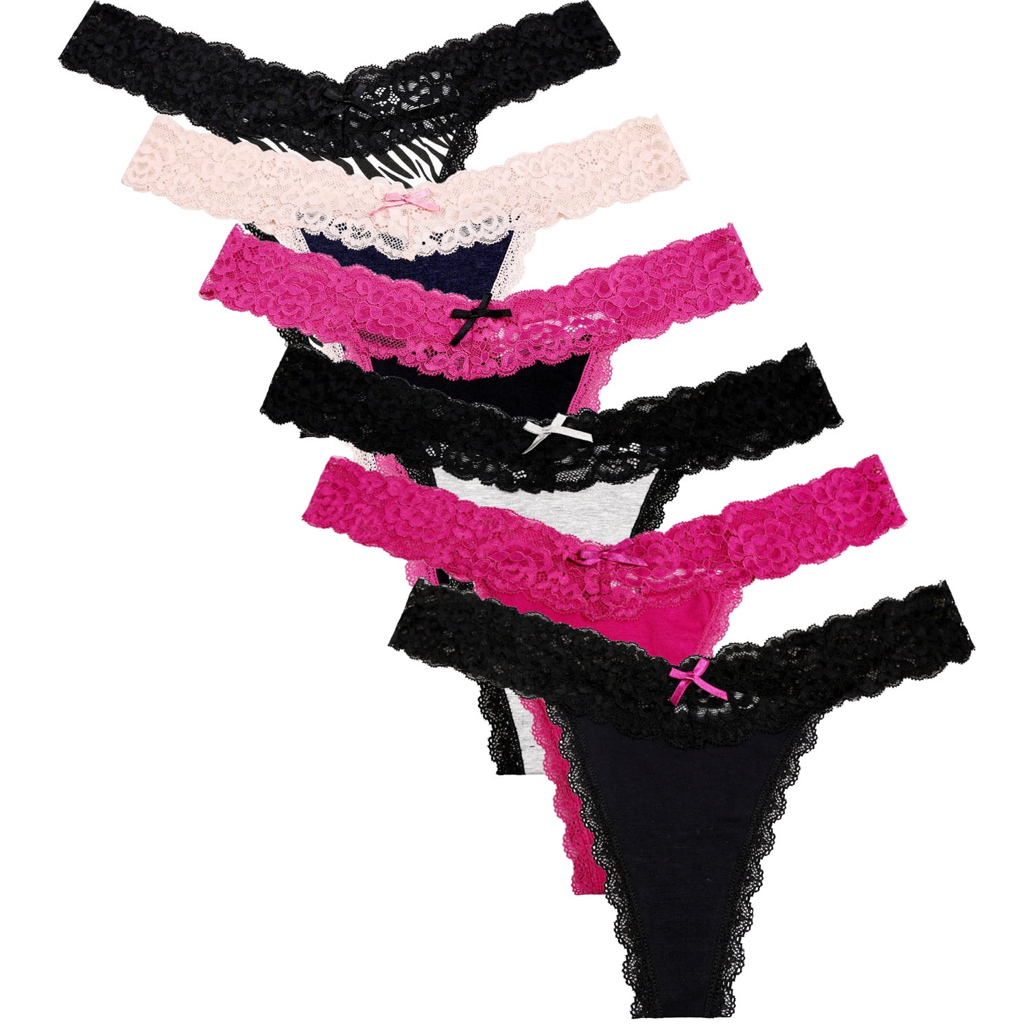 FixtureDisplays® 6PK Womens Cotton Underwear Lace Hipster Panties Briefs  Assorted Colors, Size: L. Fit for waist size: 29 21801-L 