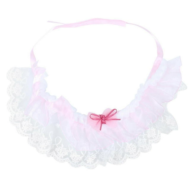 Pet Lace Bandana Bib Pink Warm Adjustable Neck Circumference Wedding Series 1Pack