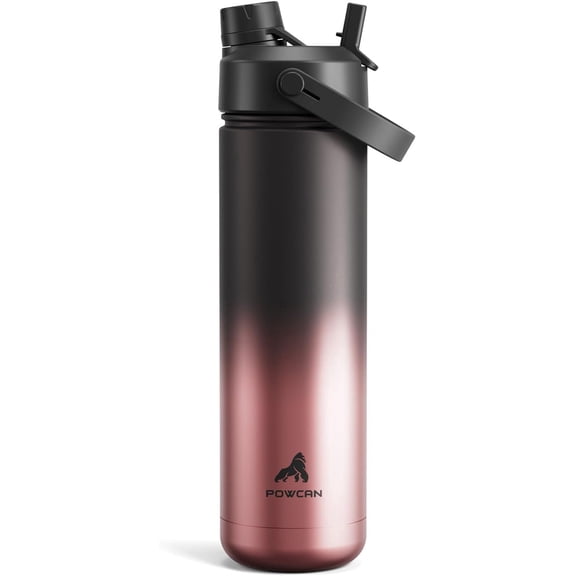 POWCAN 26 oz Insulated Water Bottle with 2-in-1 Straw and Spout Lid, Keep Cold 24H, Leak-Proof, Fits in Car Cup Holder, Stainless Steel Water Bottle for Sports, Travel, Gym, Gift, and School (Queen)