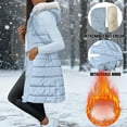thumbnail image 3 of Perfectbot Women's Long Vest - Quilted Sleeveless Warm Winter Coat With Detachable Hood & Faux Fur Trim, 3 of 8