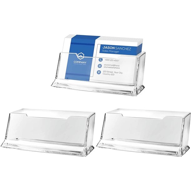 3 piezas de soporte transparente para tarjetas de presentación, de plástico acrílico, soporte para exhibición de tarjetas de presentación, transparente, para tienda de tarjetas de oficina