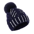 thumbnail image 2 of Awdenio Beanies Hats Mom And Baby Rhinestone Knitting Wool Hemming Hat Keep Warm Winter Ball Hat Cap, 2 of 4