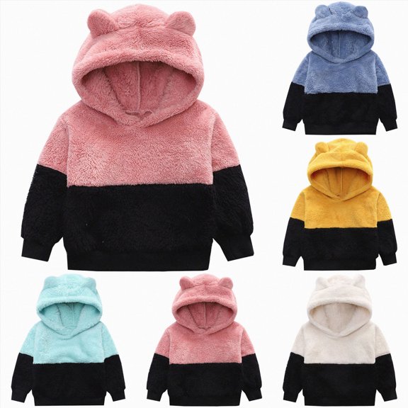 Splozh Boys Sweatshirts 2T 3T 4T 5T 6T 7T Unisex Boys Girls Sherpa Hoodie Fleece Lined Hooded Sweatshirt Pullover Kids Fall Winter Hoodies,White,4-5 Years