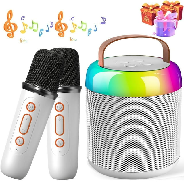 Máquina de karaoke OMKARSY Bluetooth para adultos/niños con micrófono WHI