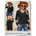thumbnail image 7 of Hibeli Women Striped Colorblock Long Sleeve V Neck Lightweight Sweatshirt, 7 of 7