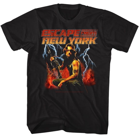 Escape From New York Escape Flames And Lightning Black Adult T-Shirt 3Xl