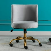 Lipobao Velvet Home Office Desk Chair, Swivel Accent Chair for Living Room and Bedroom, Modern Tilt Task Chair for Computer Desk，Grey