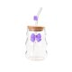 thumbnail image 2 of Vaso de agua de vidrio con tapa y pajita de vidrio – Vaso de 450 ml con decoración de mariposa para café, té y bebidas frías – Vaso reutilizable para el hogar, la oficina y uso al aire libre., 2 of 6