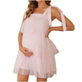 thumbnail image 2 of Mifsaly Maternity Dresses Photoshoot Sleeveless Sundress Flowy Bow Strap Mini Dress Baby Shower Pregnant Elegant Cocktail Party Evening Gowns XL, 2 of 9