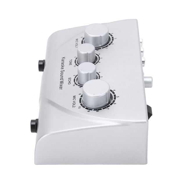 Sound Mixer, Dual Mic Input Stereo Mixer Controller Reverb Delay For Stage Silver