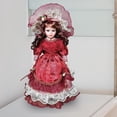 thumbnail image 1 of Muñeca de con Vestido Antiguo Y Sombrero Figura Decorativa de Colección Muñeca de Cerámica para Adultos Ornamento Artesanal Adecuada para Co Burdeos, 1 of 10