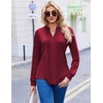 thumbnail image 4 of Zeagoo Womens Stylish Design V-Neck Blouse Long Sleeves Pleated Business Casual Tunic Tops, 4 of 6