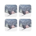 thumbnail image 2 of Balery 4 Pcs Watercolor Winter Landscape For Christmasleather Coasters Set, Drink Table Cup Coasters For Living Room Kitchen Coffee Decor, 2 of 9