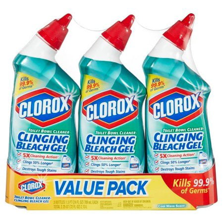 Clorox Toilet Bowl Cleaner with Bleach Value Pack, Cool Wave - 24 Ounces, 3 (Best Bathroom Cleaner Without Bleach)