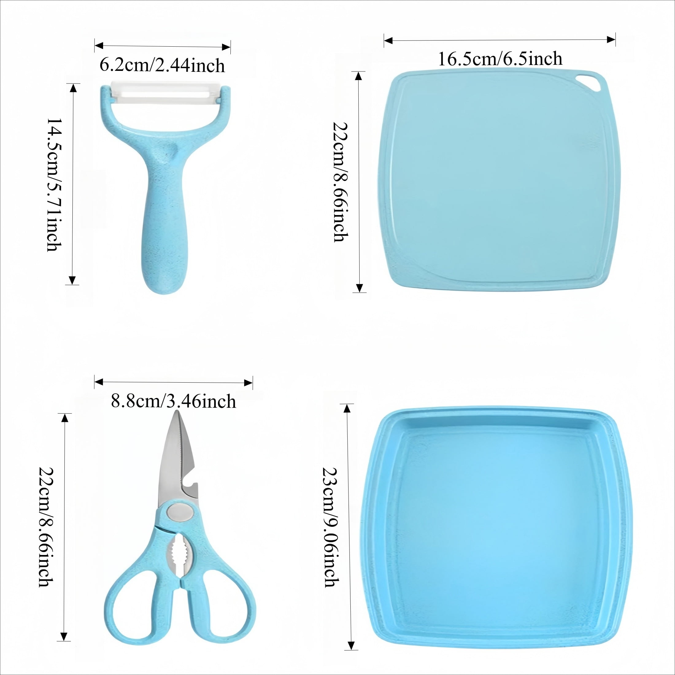 5-in-1 Cutting Board, Knife, Peeler, Scissors and Tray Set/Travel, Camping/Outdoor, Dorms  Small Cutting Boards  Dishwasher Safe