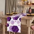 thumbnail image 2 of Purple Geometric 90 Inch Table Runner, Gold White Hexagon Modern Farmhouse Dresser Scarf Cotton & Linen Tablerunner for Dining/Kitchen Island/Holiday Party Décor 13" x 90", 2 of 9